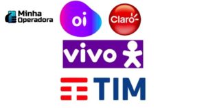 Logotipos da Oi, Claro, Vivo e TIM.